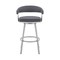Armen Living Chelsea 29" Swivel Bar Stool with Silver Finish and Slate Gray Faux Leather LCCSBASLGR30 - alternate 2